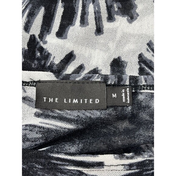 The Limited Women's Vintage Sheer Top M White BLK Floral Short Sleeve Rave Disco - Picture 4 of 10